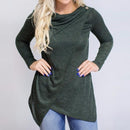 Women Long Sleeved Asymmetrical Warm Top-ArmyGreen-S-JadeMoghul Inc.