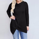 Women Long Sleeved Asymmetrical Warm Top-Black-S-JadeMoghul Inc.