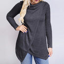 Women Long Sleeved Asymmetrical Warm Top-DarkGrey-S-JadeMoghul Inc.