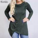 Women Long Sleeved Asymmetrical Warm Top-DarkGrey-S-JadeMoghul Inc.