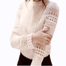 Women Long Sleeved Lace Cut Shirt Top-White-S-United States-JadeMoghul Inc.