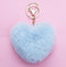 Women Lovely Heart Shaped Pom Poms Faux Fur Ball Key Ring / Bag Charm-light blue-JadeMoghul Inc.