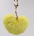 Women Lovely Heart Shaped Pom Poms Faux Fur Ball Key Ring / Bag Charm-Yellow-JadeMoghul Inc.