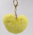 Women Lovely Heart Shaped Pom Poms Faux Fur Ball Key Ring / Bag Charm-Yellow-JadeMoghul Inc.