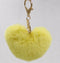 Women Lovely Heart Shaped Pom Poms Faux Fur Ball Key Ring / Bag Charm-Yellow-JadeMoghul Inc.