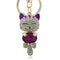 Women Lucky Smile Cat Crystal Rhinestone Key Ring / Bag Charm-Purple-JadeMoghul Inc.