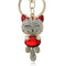 Women Lucky Smile Cat Crystal Rhinestone Key Ring / Bag Charm-Red-JadeMoghul Inc.