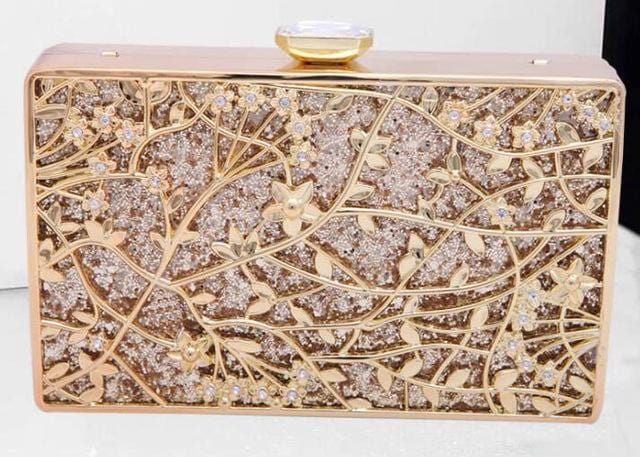 Women Luxury Evening Clutch With Diamond And Crystal Detailing-gold-JadeMoghul Inc.