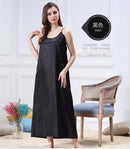 Women Maxi Silk Night Gown In Solid Colors-Black-XXXL-JadeMoghul Inc.