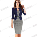 Women One-piece Faux Jacket Elegant Work Dress-GEOM-XXXL-JadeMoghul Inc.