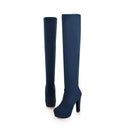 Women Over The Knee Platform Boots In a Stretchable Material