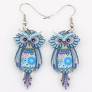 Women Owl Design Colorful Drop Earrings-Blue-JadeMoghul Inc.