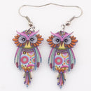 Women Owl Design Colorful Drop Earrings-Multicolor-JadeMoghul Inc.