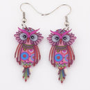 Women Owl Design Colorful Drop Earrings-Red-JadeMoghul Inc.