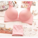 Women Padded Seamless Cotton Satin Push Up Bra And Panties Set-Pink-70A-JadeMoghul Inc.