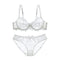 Women Padded Seamless Embroidered Lace Push Up Bra And Lace Mid Rise Panties Set-White-70A-JadeMoghul Inc.