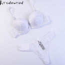 Women Padded Seamless Lace Push Up Bra And Lace low Rise Thongs Set-blue-A-34-JadeMoghul Inc.