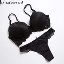 Women Padded Seamless Push Up Bra And Lace Panties Set-Black-75C-JadeMoghul Inc.