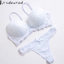 Women Padded Seamless Push Up Bra And Lace Panties Set-White-75C-JadeMoghul Inc.