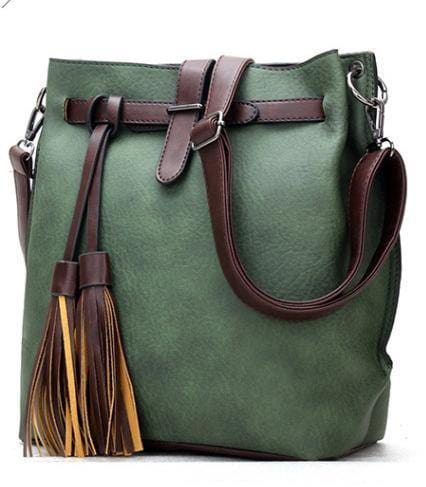 Women Patent Leather Bucket Style Cross Body Bag-Green-China-32 x 26 x 14 cm-JadeMoghul Inc.