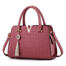 Women Patent Leather Crocodile Embossed Bag With Tassel Charm AExp