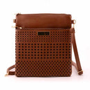 Women Patent Leather Cut Work Cross Body Bag-Brown-22x24cm-JadeMoghul Inc.