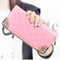 Women Patent leather Quilted Multi Pocket Zipper Wallet-Pink-JadeMoghul Inc.