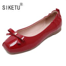 Women Patent Leather Square Toe Flat Pumps-Red-6-JadeMoghul Inc.