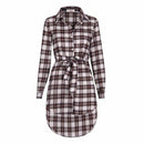 Women Plaid Full Sleeved Button Down Long Tunic top-White-M-JadeMoghul Inc.