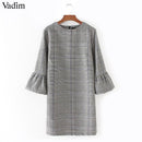 Women Plaid Print Straight Cut Dress-as picture-S-JadeMoghul Inc.