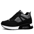 Women Platform Glitter Running Shoes With Lace Tie Closure-Black-4-JadeMoghul Inc.