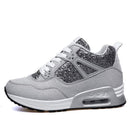 Women Platform Glitter Running Shoes With Lace Tie Closure-Gray-4-JadeMoghul Inc.