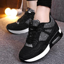 Women Platform Glitter Running Shoes With Lace Tie Closure-Gray-4-JadeMoghul Inc.