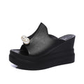 Women Platform Sandal Slippers With Pearl Detailing-black-4-JadeMoghul Inc.