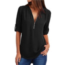 Women Plus Big Size 4XL 5XL Loose Casual Chiffon Blouse Female 2018 Summer Black Solid Half Sleeve Elegant Tops Shirts Blusas-black-S-JadeMoghul Inc.