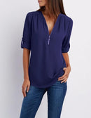 Women Plus Big Size 4XL 5XL Loose Casual Chiffon Blouse Female 2018 Summer Black Solid Half Sleeve Elegant Tops Shirts Blusas-Sblue-S-JadeMoghul Inc.