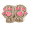 Women Plush Animal Paw Design Finger Less Gloves-Light Coffee-JadeMoghul Inc.
