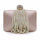 Women Precious Evening Clutch With Luxurious Pearl Tassels-Pink-Mini(Max Length<20cm)-JadeMoghul Inc.