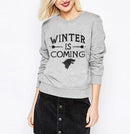 Women Printed Front Pullover Sweatshirt-Grey-S-JadeMoghul Inc.