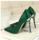 Women Pumps / High Thin Heel Metal Stilettos-green-6-JadeMoghul Inc.