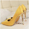 Women Pumps / High Thin Heel Metal Stilettos-yellow-6-JadeMoghul Inc.
