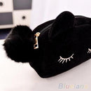 Women Purse Children's Kids Bag Cartoon Cat Makeup Flannel Pouch Cosmetic Bag monedero gato 9IF7-Black-JadeMoghul Inc.