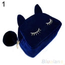Women Purse Children's Kids Bag Cartoon Cat Makeup Flannel Pouch Cosmetic Bag monedero gato 9IF7-Blue-JadeMoghul Inc.