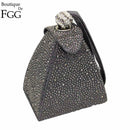 Women Pyramid Shaped Evening Wristlet With Rhinestone Detailing-same as photo-JadeMoghul Inc.