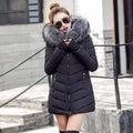 Women Quilted Winter Jacket With Faux Fur Collar