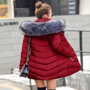 Women Quilted Winter Jacket With Faux Fur Collar-Black-S-JadeMoghul Inc.
