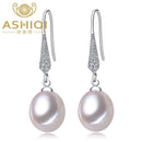 Women Real 925 Sterling Silver Natural Freshwater Pearl Teardrop Earrings-White-JadeMoghul Inc.
