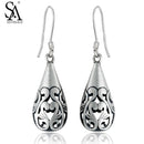 Women Real 925 Sterling Silver Vintage Design Drop Earrings--JadeMoghul Inc.