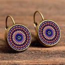 Women Retro Colorful Enamel Mandala Earrings