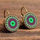 Women Retro Colorful Enamel Mandala Earrings